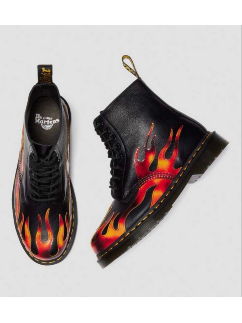 Dr. Martens 1460 Pascal Flame Boots Black Red US 8 - Picture 4 of 6
